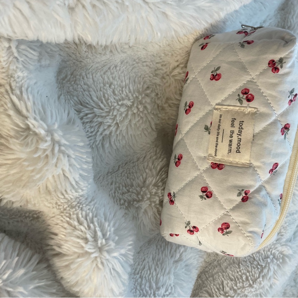 Cherry Print Quilted Pouch